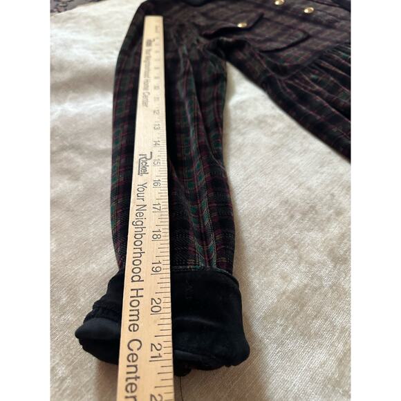 Jones New York M velvet maxi dress home gown Christmas checked black dark plaid - Picture 7 of 15